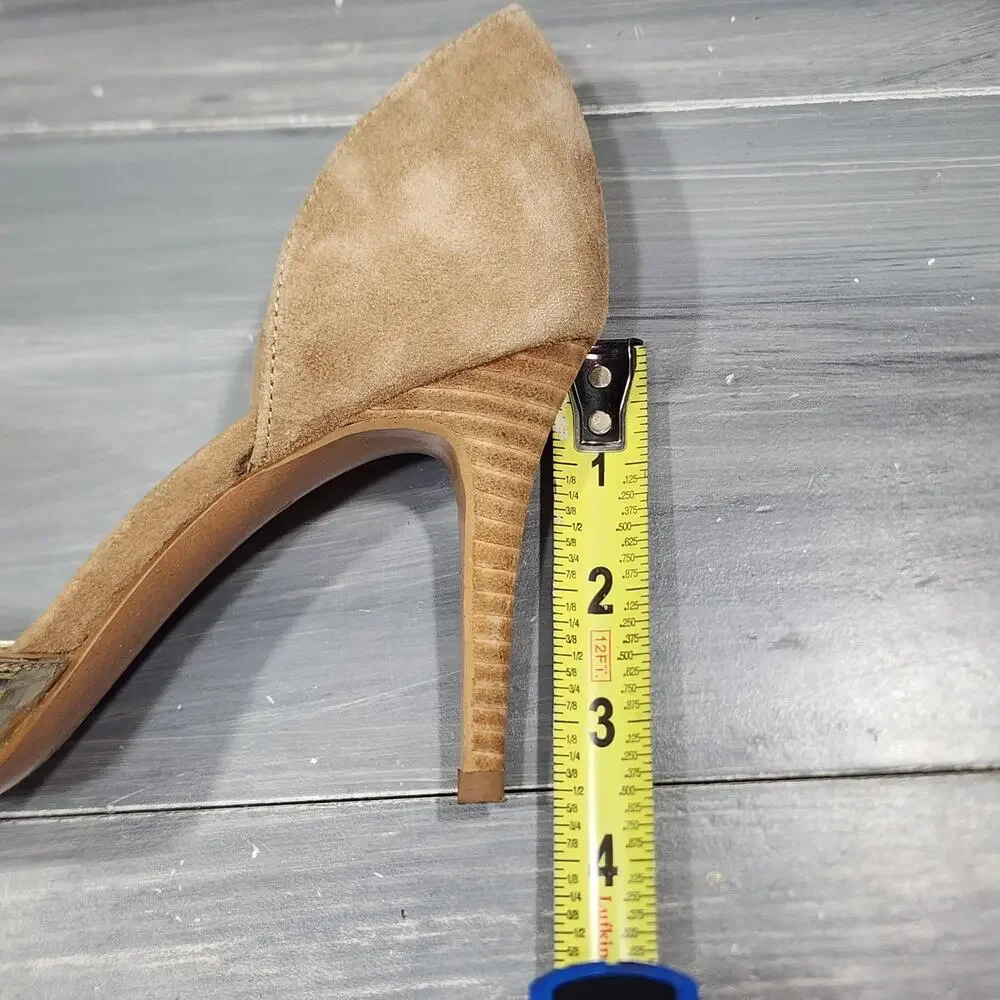 Banana Republic Alicia D'Orsay Heels Pumps Gold Tan Suede Size‎ 7 M Stacked Heel